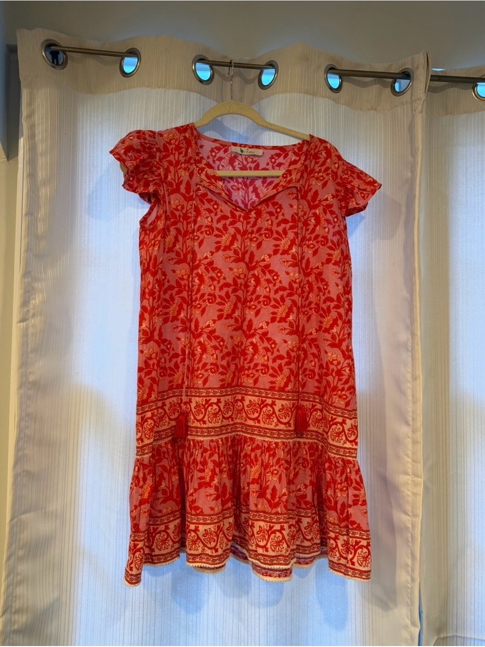 Women’s Red Floral Mini Dress - Casual Summer Shift